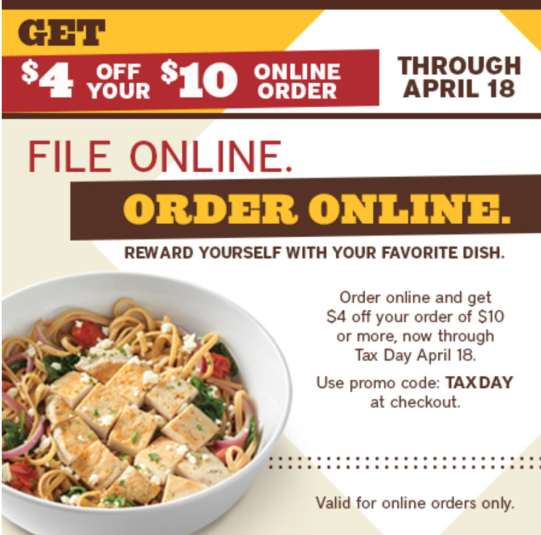 Noodles Coupon Code
 Tax Day Freebies and Deals 2016