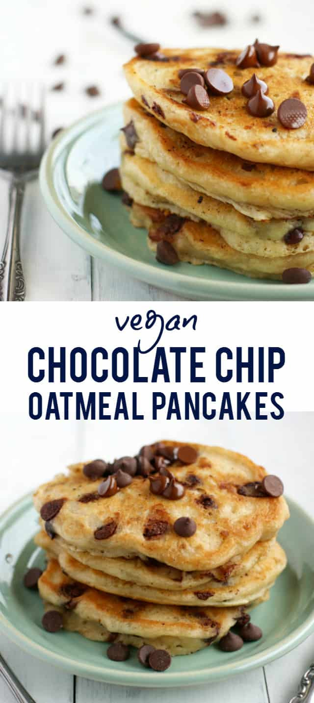 Oatmeal Pancakes Vegan
 Vegan Chocolate Chip Oatmeal Pancakes The Pretty Bee