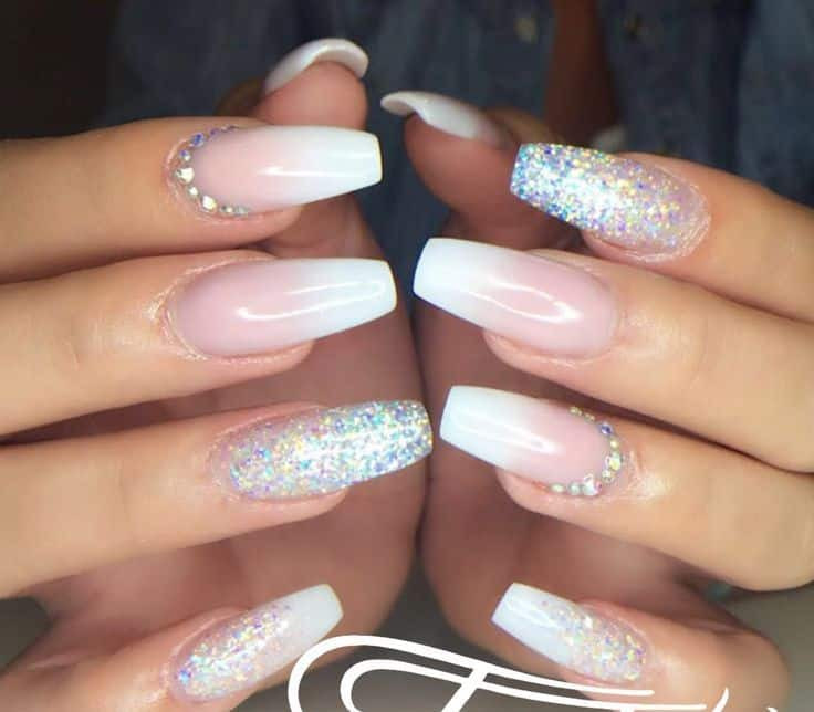 Ombre Nails With Glitter
 35 Gra nt Glitter Ombre Nails to Add Glam – NailDesignCode