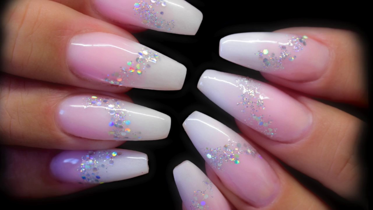 Ombre Nails With Glitter
 BABY BOOMER FADED OMBRE FRENCH NAILS WITH SPARKLE