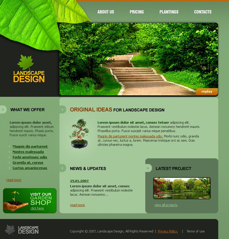Online Landscape Design Service
 Landscape Design Website Template