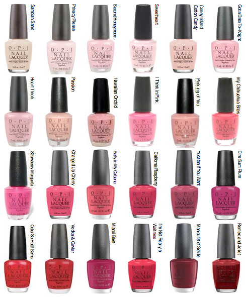 Opi Nail Colors List
 OPI polish color options Strawberry Margarita is my fave