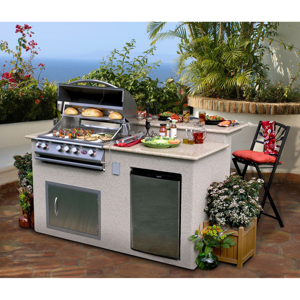 Outdoor Bbq Kitchen
 Cal Flame Outdoor Kitchen 4 Burner Barbecue Grill Island
