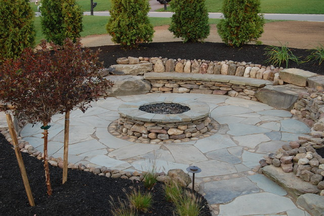 Outdoor Stone Fire Pit
 Natural Stone Outdoor Fire Pit Traditional Patio