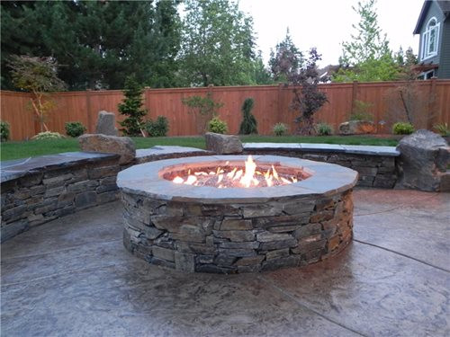 Outdoor Stone Fire Pit
 Backyard Family Retreat in Northwestern Washington