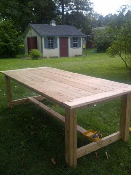 Outdoor Wood Table DIY
 Outdoor Farmhouse Table made of Cedar