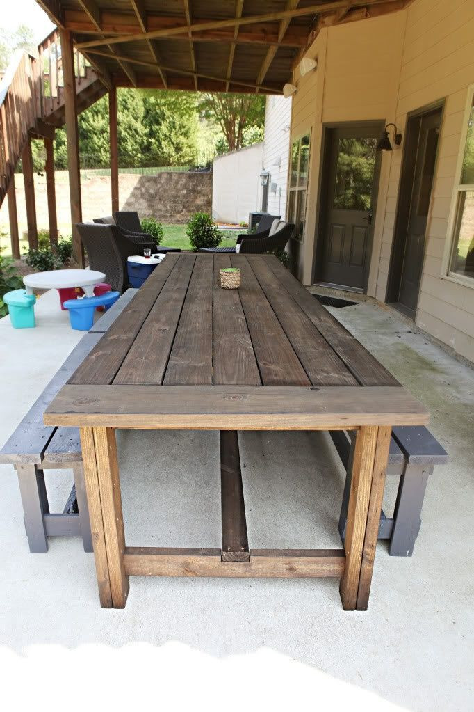 Outdoor Wood Table DIY
 Fetching Long narrow patio table in 2019