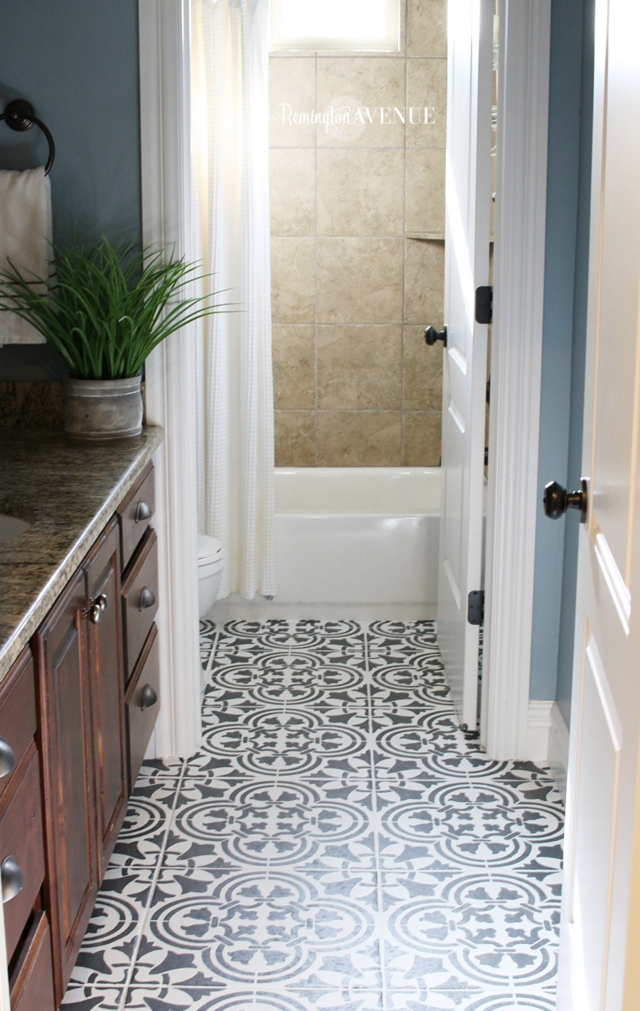 Painting Bathroom Tile Floor
 How to Paint & Stencil Tile Remington Avenue