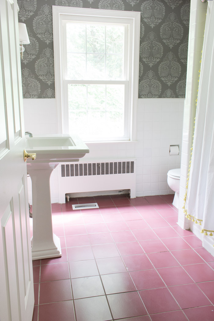 Painting Bathroom Tile Floor
 How I Painted Our Bathroom s Ceramic Tile Floors A Simple