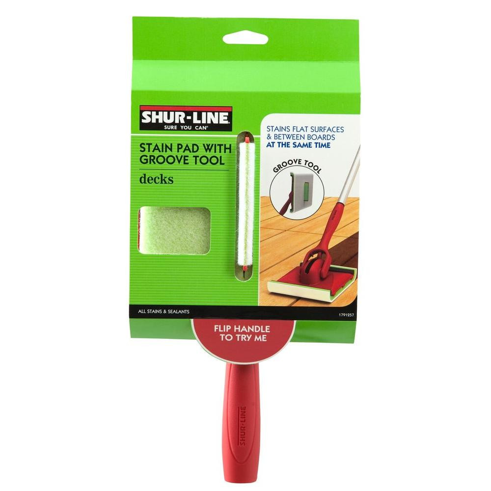 Painting Between Deck Boards
 Shur Line 6 in x 3 in Deck Stain Pad with Groove Tool