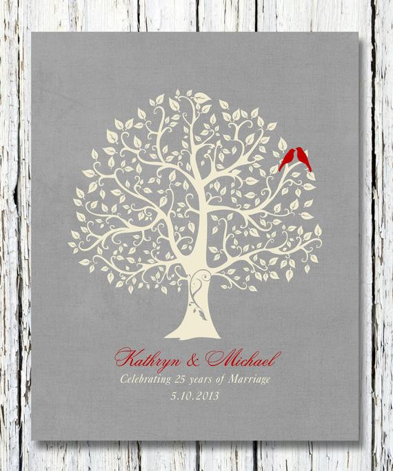 Parents 25Th Anniversary Gift Ideas
 Items similar to 25th Silver Wedding Anniversary Tree Gift