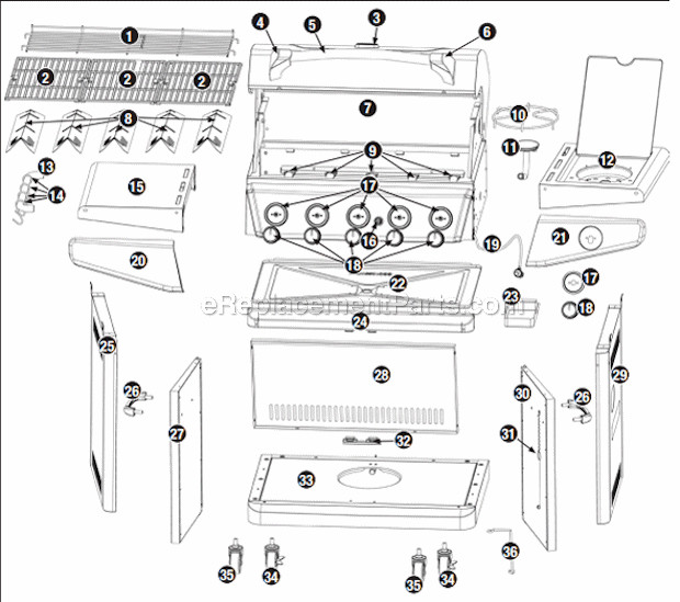 Parts For Backyard Grill
 Uniflame GBC1059WB Parts List and Diagram