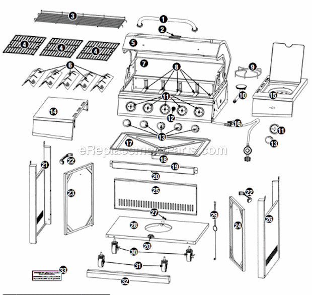 Parts For Backyard Grill
 Uniflame GBC1255W C Parts List and Diagram