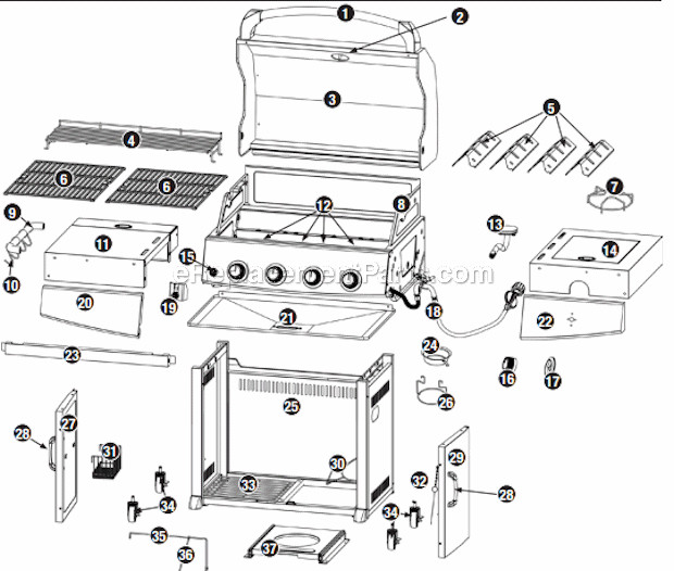 Parts For Backyard Grill
 Uniflame GBC850W C Parts List and Diagram