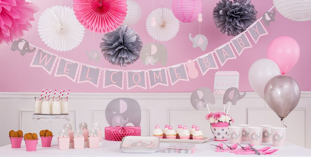 Party City Baby Shower
 Pink Baby Elephant Baby Shower Decorations Party City