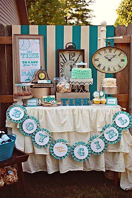 Party City Baby Shower Themes For A Boy
 Kara s Party Ideas Clock Themed Reveal Gender Baby Shower