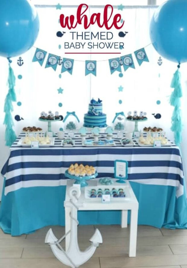 Party City Baby Shower Themes For A Boy
 A Boy’s Whale Themed Baby Shower Spaceships and Laser Beams