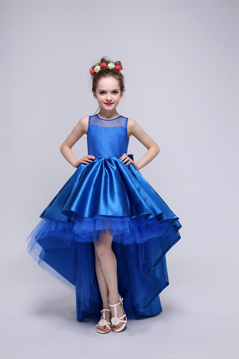 Party Dress For Kids
 Satin Flower Girls Dresses For Wedding Gowns Blue Girl