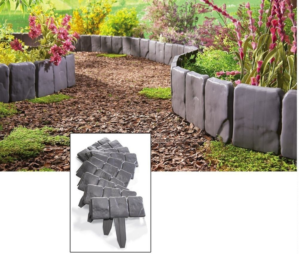 Patio Border Landscaping
 Interlocking Faux Stone Border Edging 10 Piece Garden