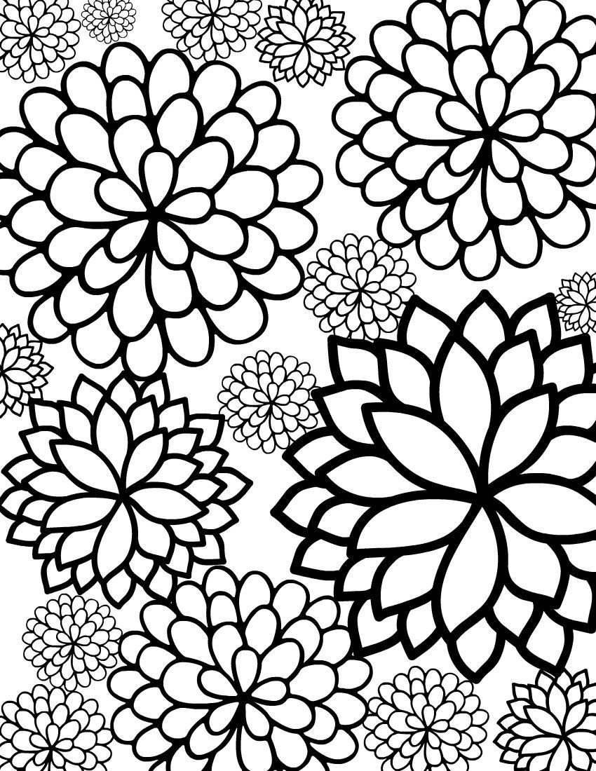 Pattern Coloring Pages For Kids
 Free Printable Bursting Blossoms Flower Coloring Page