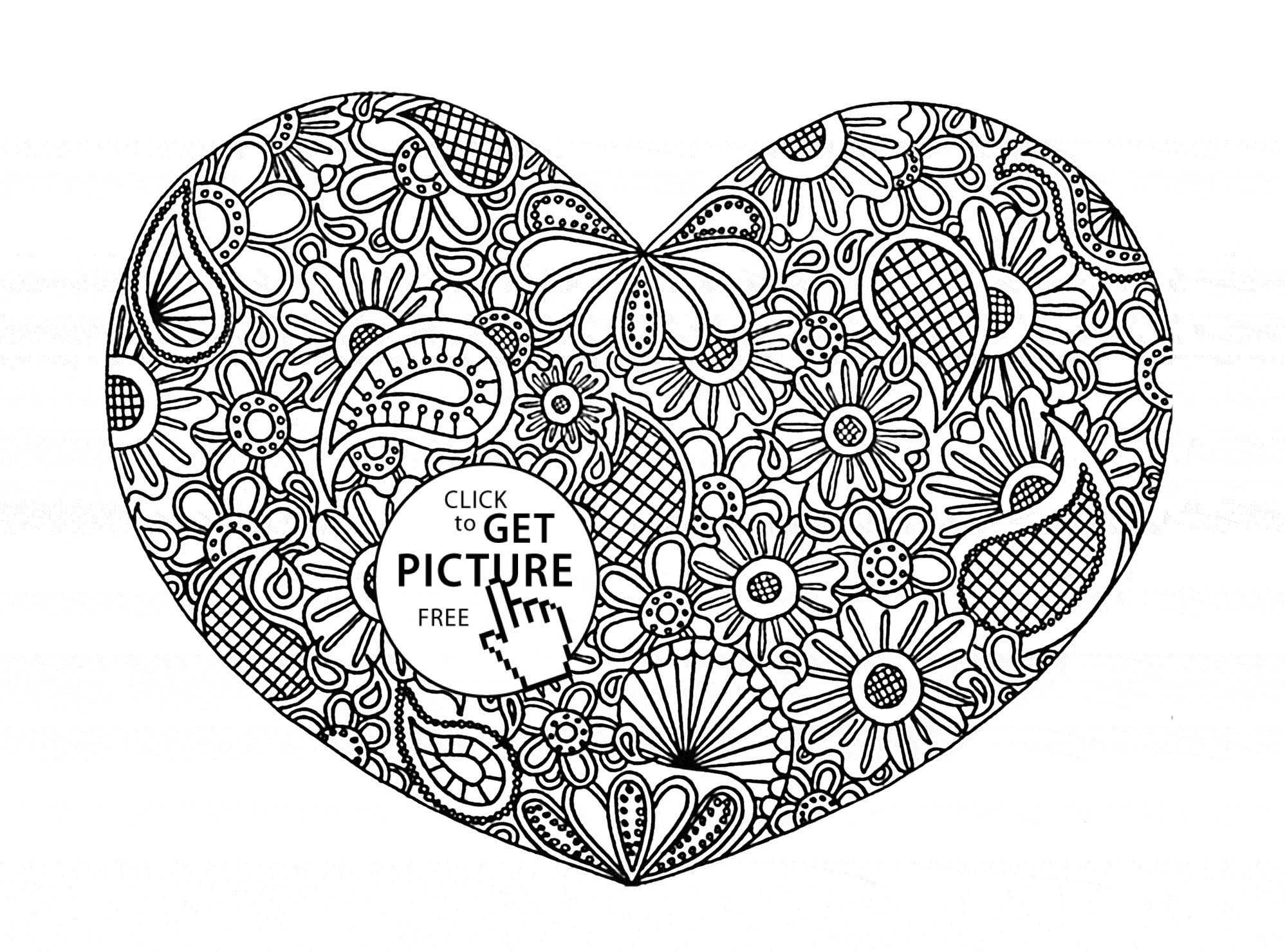 Pattern Coloring Pages For Kids
 Heart with Pattern coloring page for kids for girls