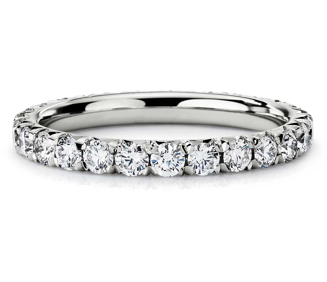 Pave Wedding Band
 French Pavé Diamond Eternity Ring in 14k White Gold 1 ct