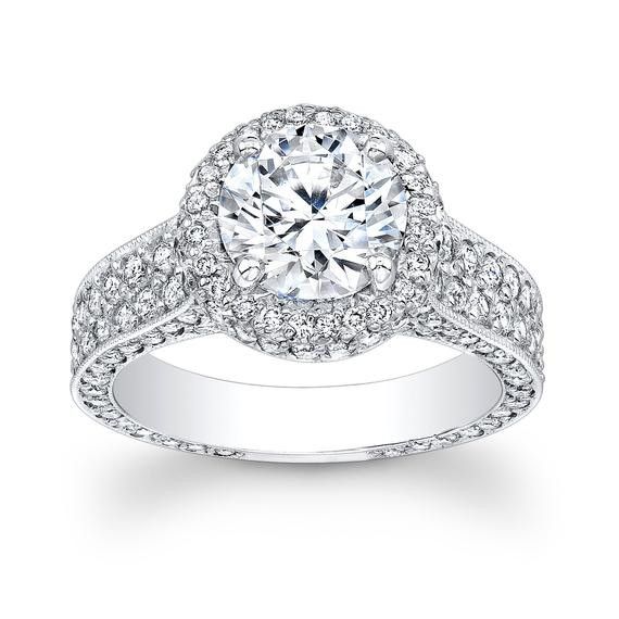 Pave Wedding Band
 Women s platinum pave diamond halo engagement ring with