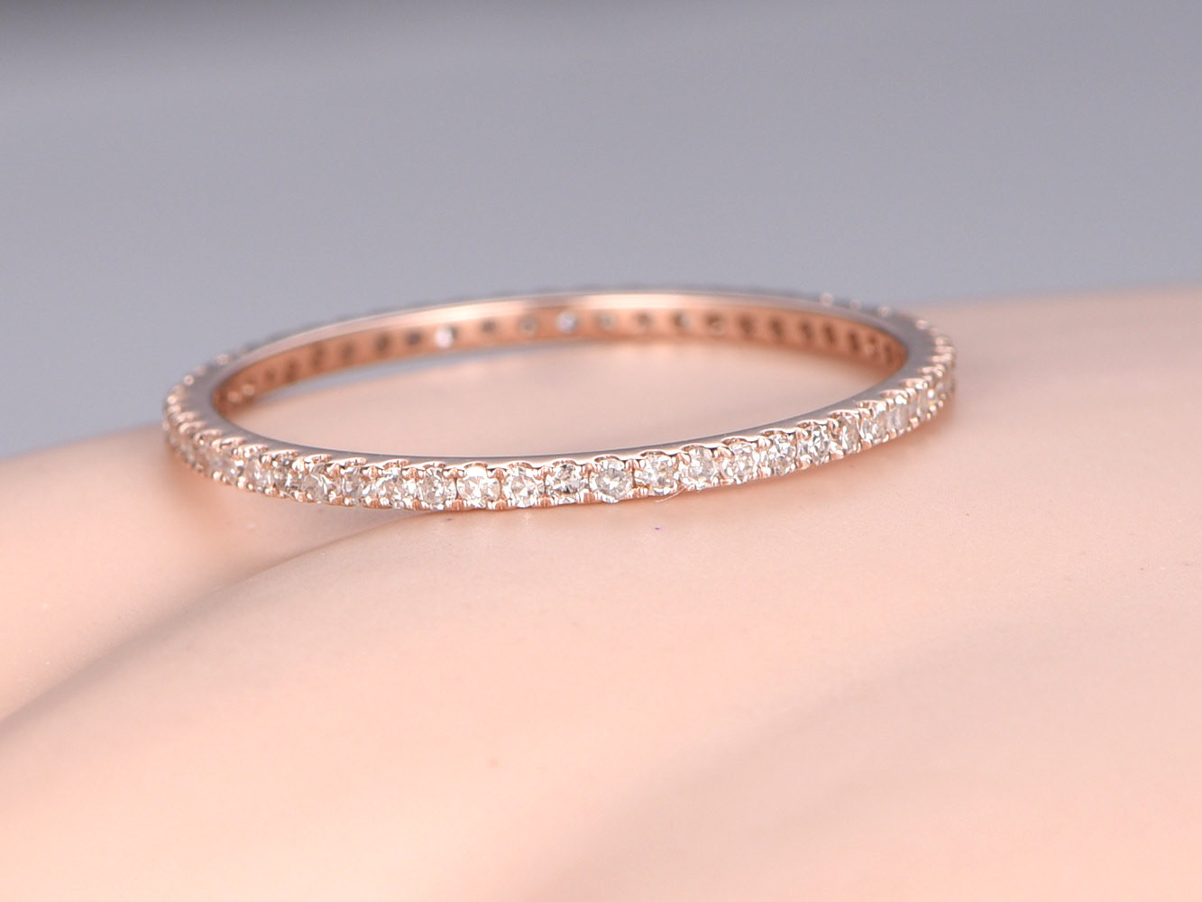 Pave Wedding Band
 Petite French micro pave Diamond wedding band solid by