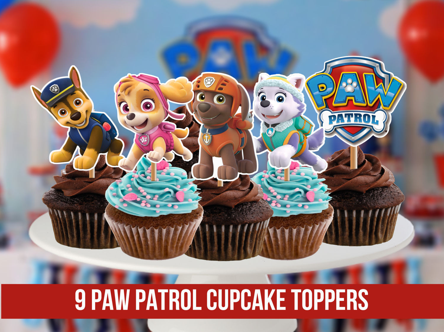 Paw Patrol Cupcakes
 9 Paw Patrol Cupcake Toppers Printable Paw Patrol Party