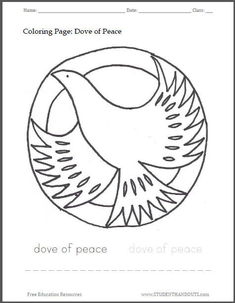 Peace Coloring Pages For Kids
 Dove of Peace Printable Coloring Sheet