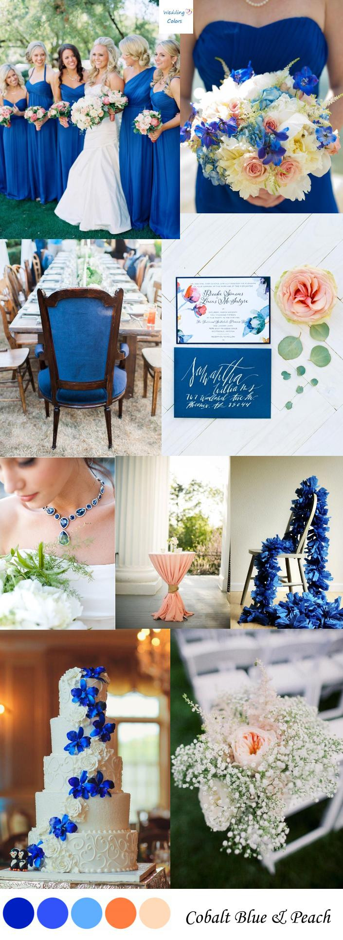Peach Color Wedding
 Cobalt Blue & Peach Wedding Color Inspiration