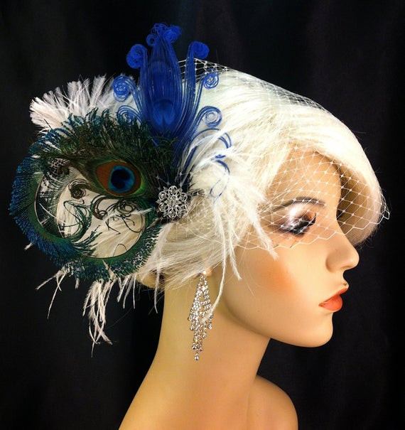 Peacock Wedding Veil
 Fancy Peacock Feather Bridal Fascinator Feather by