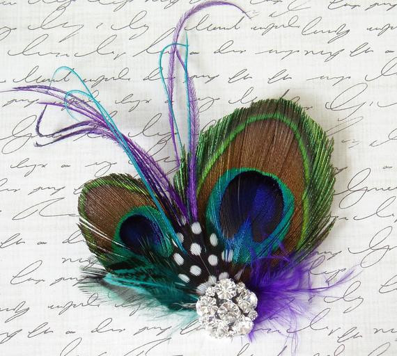 Peacock Wedding Veil
 Bridal Veil Clip Peacock Feather Fascinator with by WeeGardens
