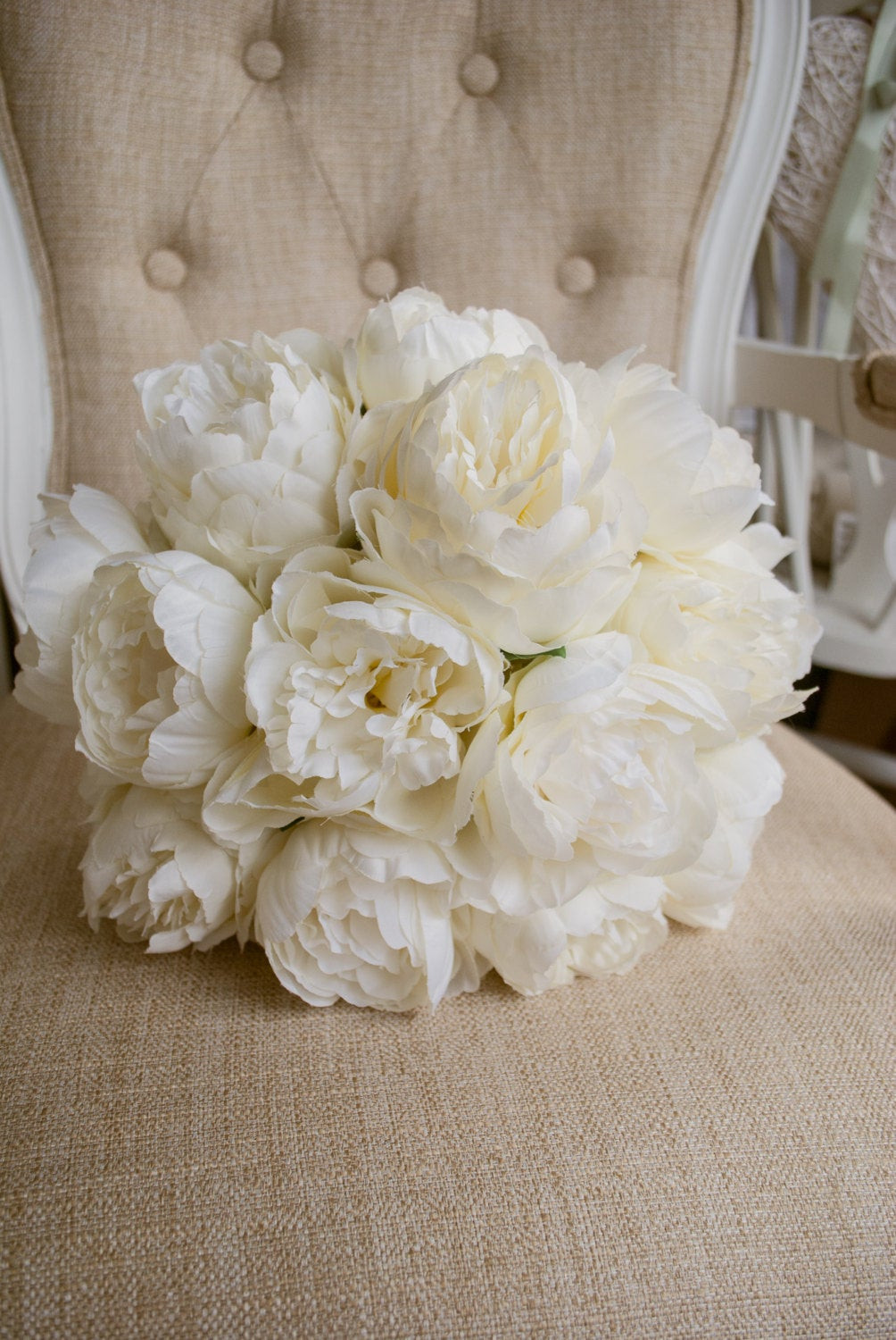 Peonies Wedding Flowers
 Luxury ivory peony wedding bouquet Made with artificial