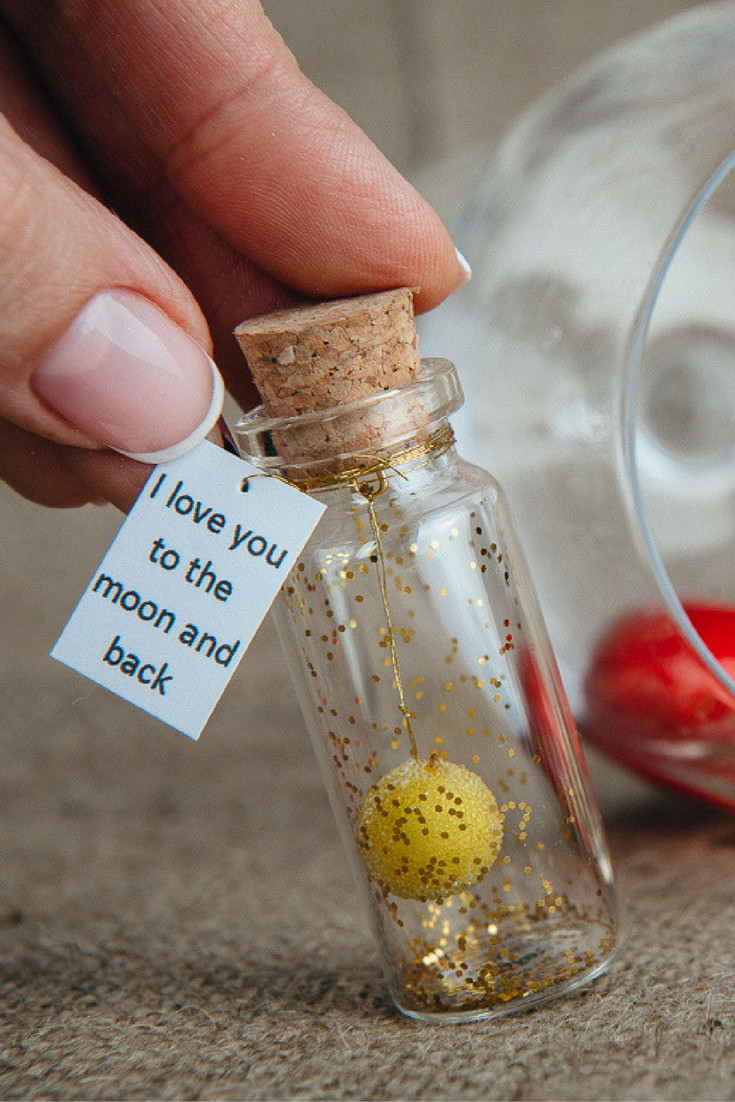 Personal Valentines Gift Ideas
 I love you to the moon and back Message in a bottle