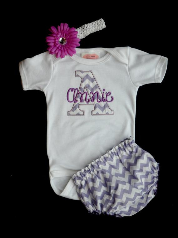 Personalized Baby Gifts For Girls
 Items similar to Chevron Personalized Baby Girl Clothes