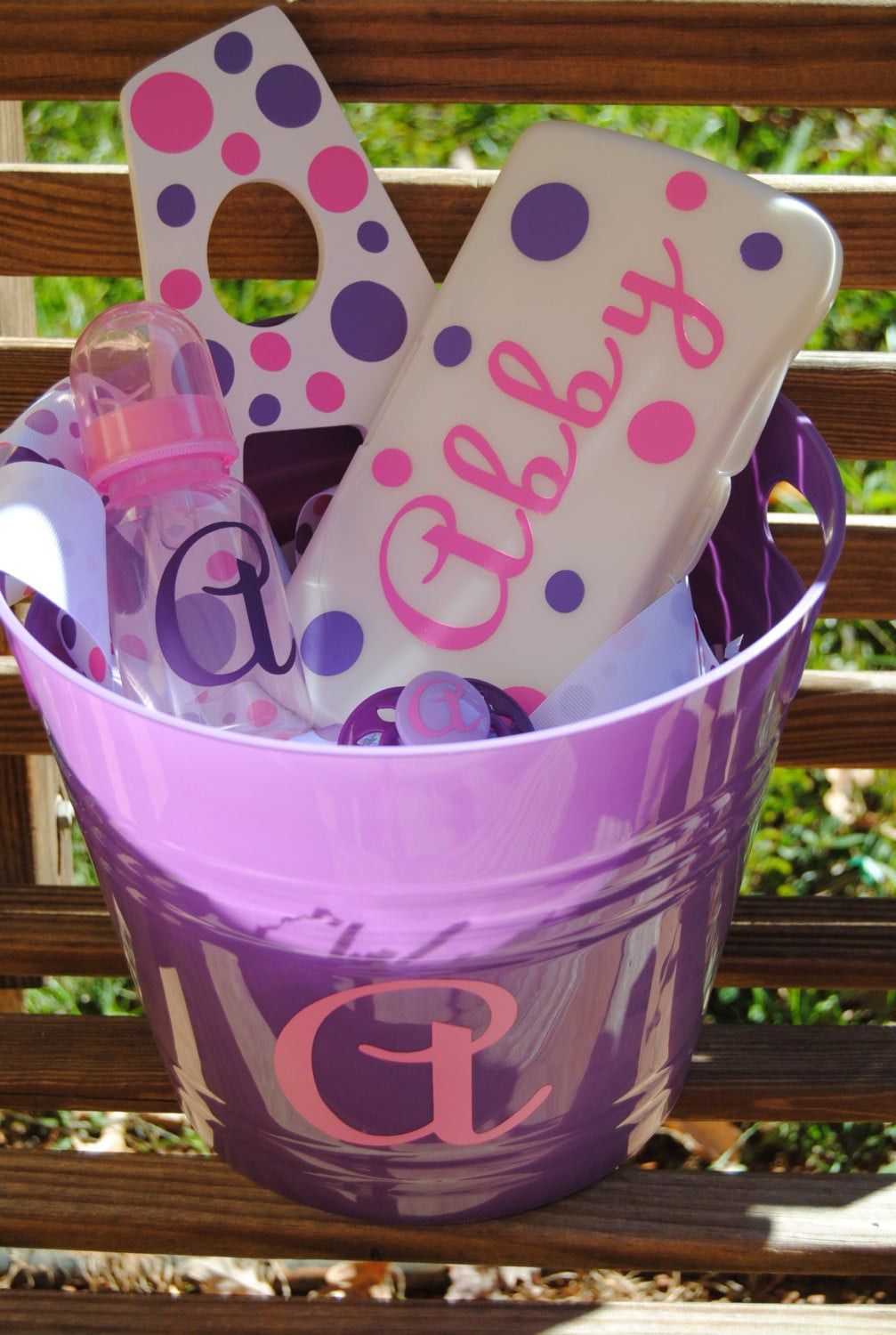 Personalized Gift Basket Ideas
 Personalized Baby Shower Gift Basket Bottle by