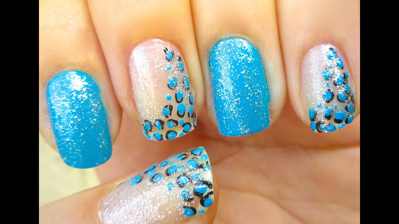 Pics Of Nail Designs
 Shiny Blue Leopard Print Nail Art 2013 Trends