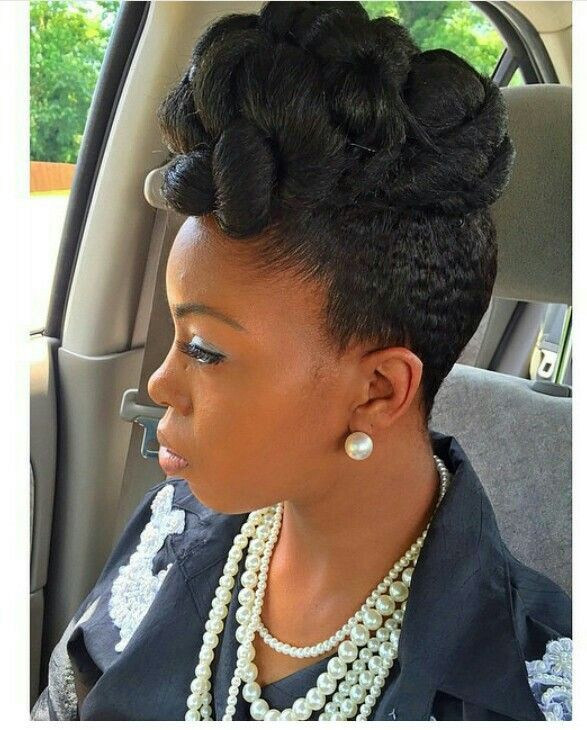 Pin Up Hairstyles For Black Hair
 Natural hair updo pinup in 2019