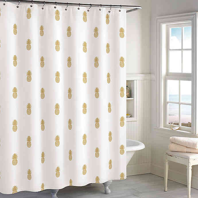 Pineapple Bathroom Decor
 Destinations Golden Pineapple Shower Curtain