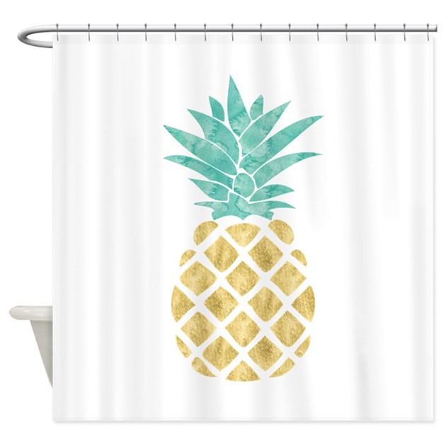 Pineapple Bathroom Decor
 Golden Pineapple Shower Curtain by mcornwallshop