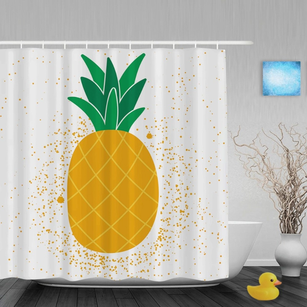 Pineapple Bathroom Decor
 Bright Cute Pineapple Shower Curtain Summer Fruit Home