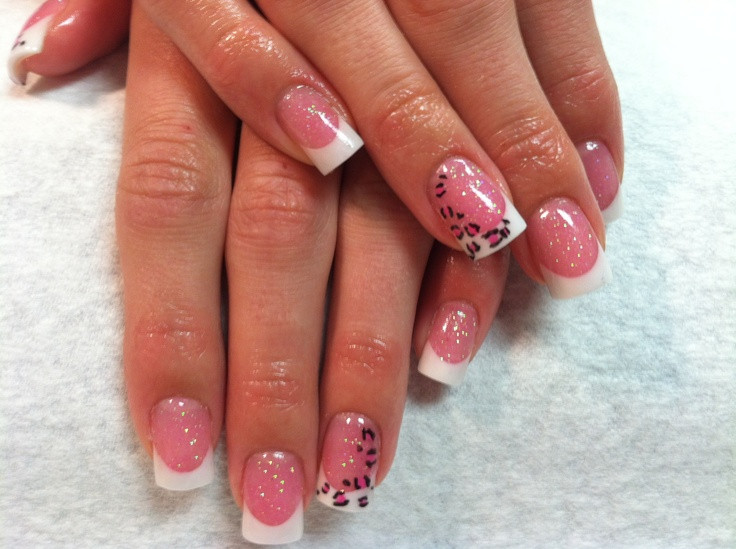 Pink And White Glitter Acrylic Nails
 Acrylic nails pink white glitter cheetah print