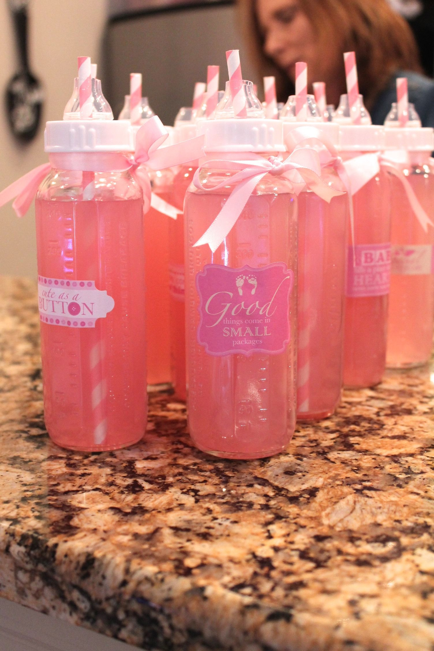 Pink Baby Shower Drink Recipes
 pink lemonade baby shower bottle drinks