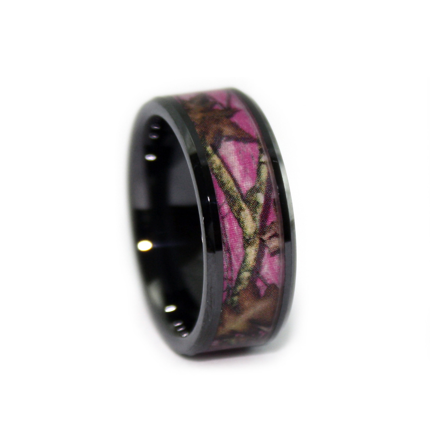 Pink Camouflage Wedding Rings
 Pink Camo Wedding Rings Black Ceramic Band by 1 CAMO