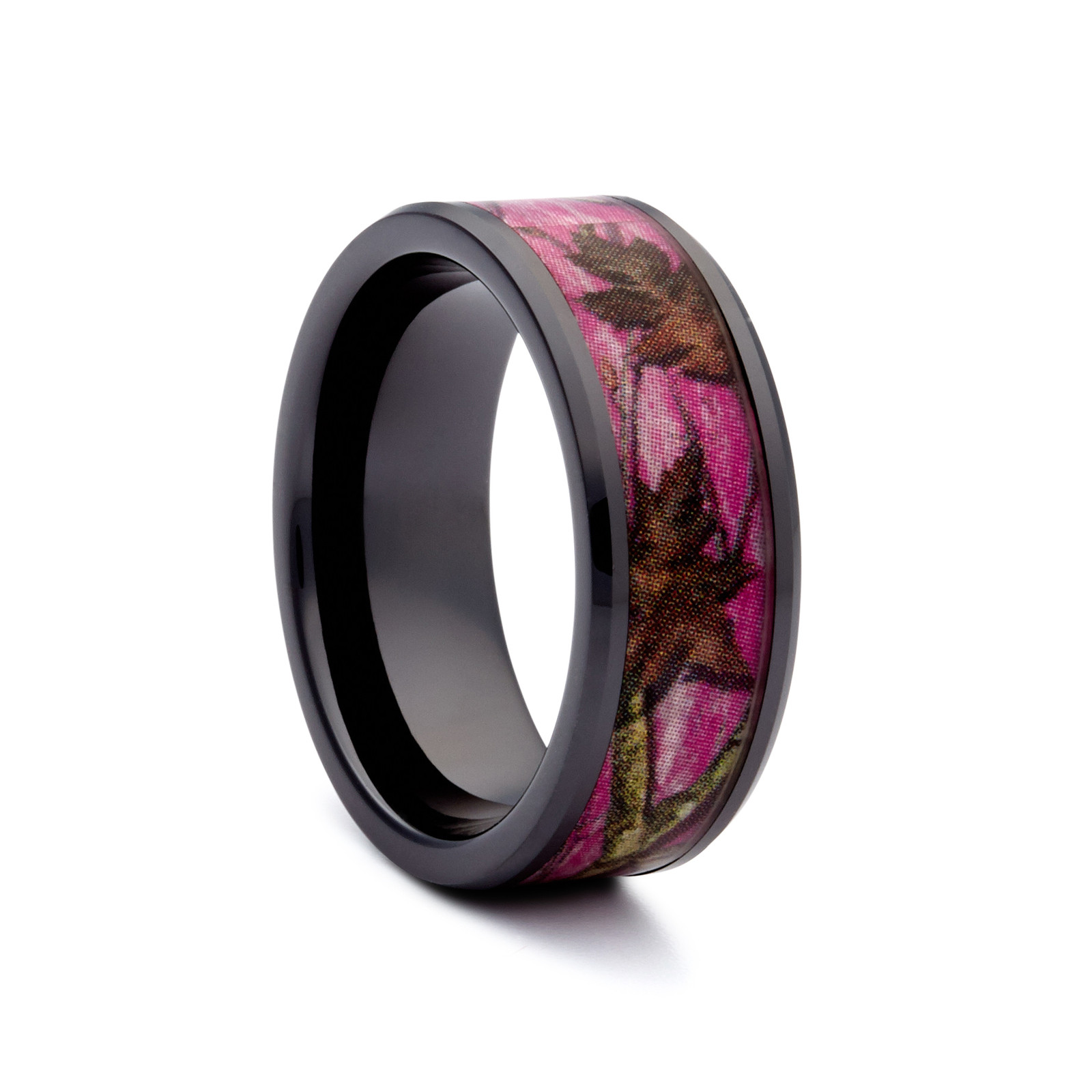 Pink Camouflage Wedding Rings
 Pink Camo Wedding Rings Black Ceramic Band Hunting