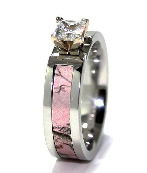 Pink Camouflage Wedding Rings
 pink camo wedding rings for her