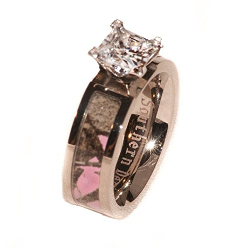 Pink Camouflage Wedding Rings
 Pink Camouflage Wedding Engagement Ring for Women 5