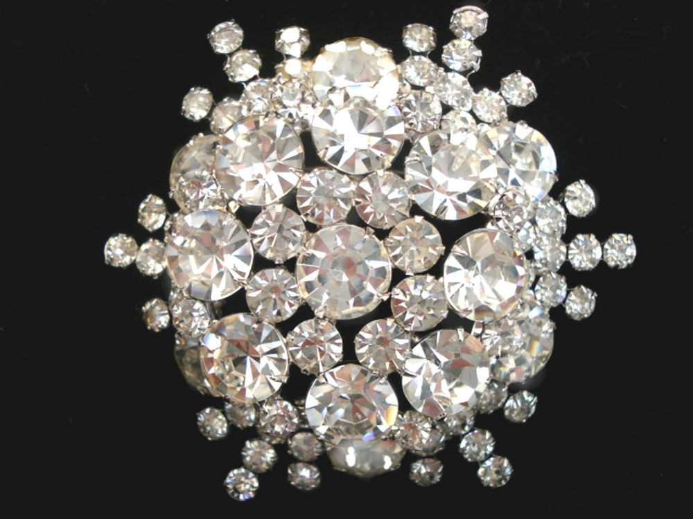 Pins Jewelry Vintage JULIANA Costume Jewelry Clear Rhinestone Brooch