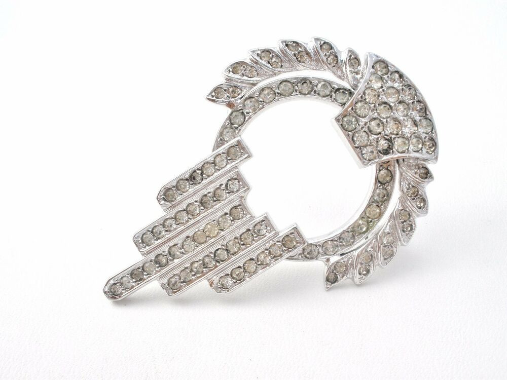 Pins Jewelry Rhodium Plated Sterling Silver Rhinestone Pendant Brooch